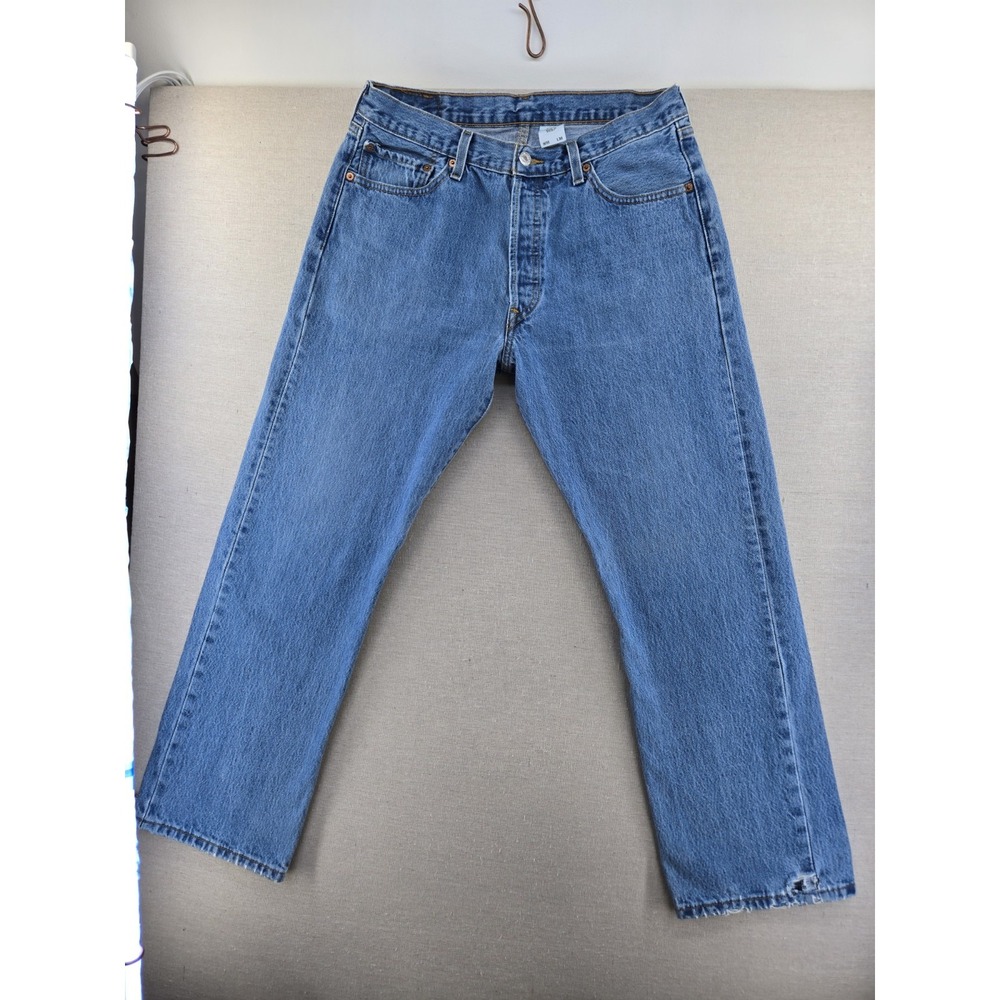 Levi's 501 Jeans Men's 35x30 Fits 33x29.5" Button Fly Straight Leg Blue Denim